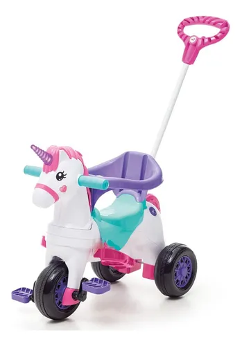 Carrinho De Passeio Com Empurrador Infantil Bebê Unicórnio