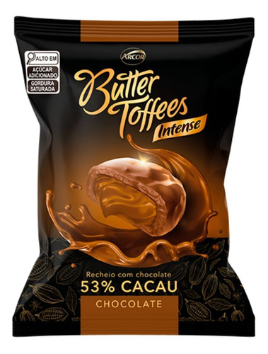 Bala Butter Toffees Caramelo Intense 53% Cacau 90g Chocolate