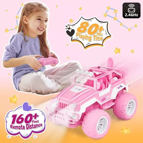 Coche Rosa Con Control Remoto Para Niños, Coche De Escalada