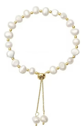 Pulsera De Perlas Blancas Ajustable Para Mujer - Madiola Color Blanco Diámetro 6 Cm Largo 21