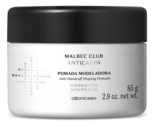 O Boticário Malbec Club Anticaspa Pomada Modeladora 85g