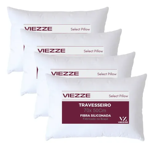 Travesseiros Viezze Luxo 4 Unidades 50x70 Antialérgico Branco