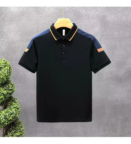 Polo Casual De Manga Corta Con Cuello Fresco Para Hombre