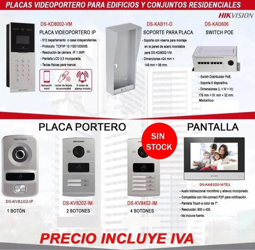Kit Videoportero Ip Hikvision Ds-kis602 2 Mp Video Portero