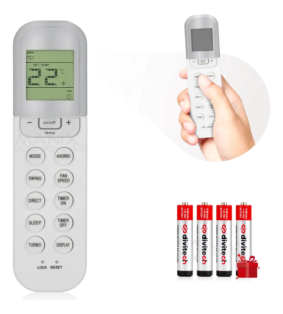 Control Compatible Con Minisplit Mirage X2 Max Rg36b4/bge Ejf261t Más 4 Pilas AAA