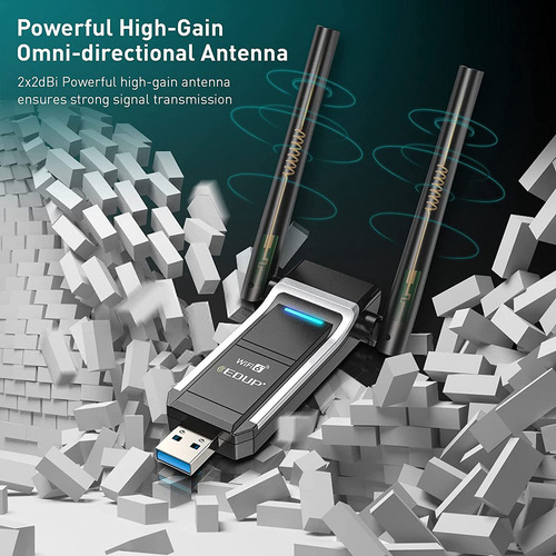 - Adaptador Edul Ax1800m Usb Wifi 6 802.11ax Para Pc, Usb