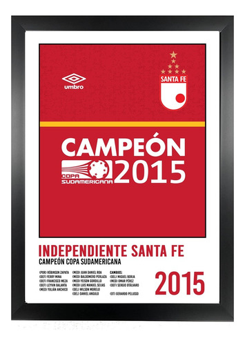 Cuadro Santa Fe Campeón Copa Sudamericana 2015 (20x30cm)