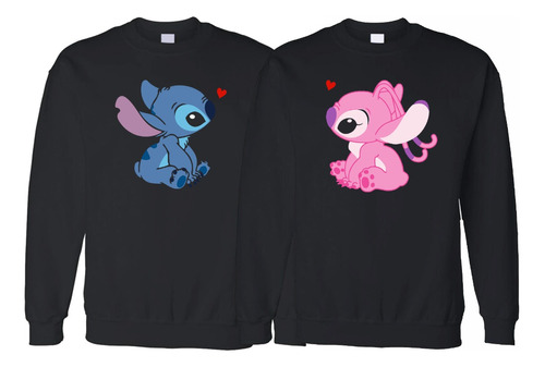 Sudadera Stich Y Angel Parejas Novios Duo 2 Piezas Cr