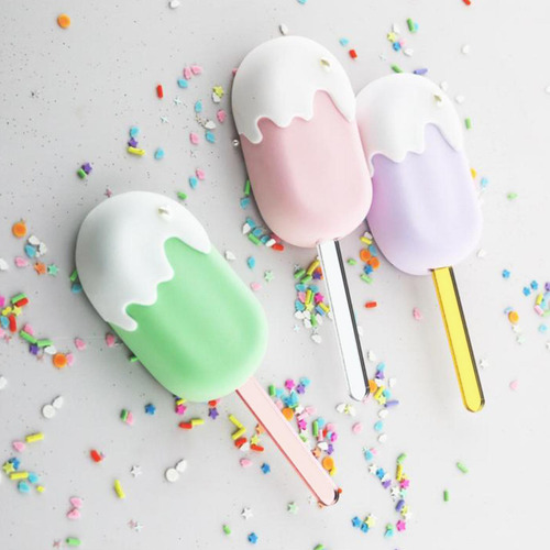 2 Palitos De Helado, Palitos De Espejo De Calidad Plata