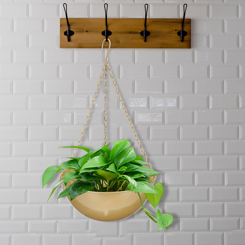 Cesta Colgante Moderna De Metal Con Forma De Maceta Negra De