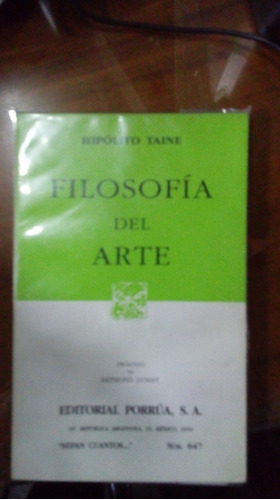 Libro  Filosofía De Arte Taine