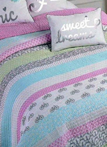 Cynthia Rowley Femeninos 2 Pieza Doble Quilt Set Bicicletas 