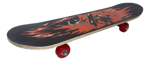 Skate Infantil Ruedas Con Ruleman Tabla Madera 60x15cm Flama