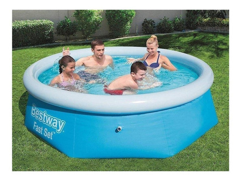 Imagen 3 de 3 de Piscina inflable redonda Bestway Fast Set 57268 de 244cm x 66cm 2300L azul