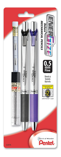 Lápiz Automático Pentel Energize Con Mina Y Gomas Borrar, 2