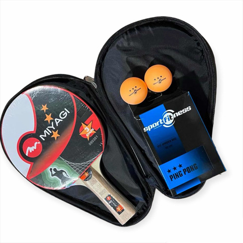 Set De Ping Pong Raqueta 3 Estrellas + Estuche + 6 Bolas