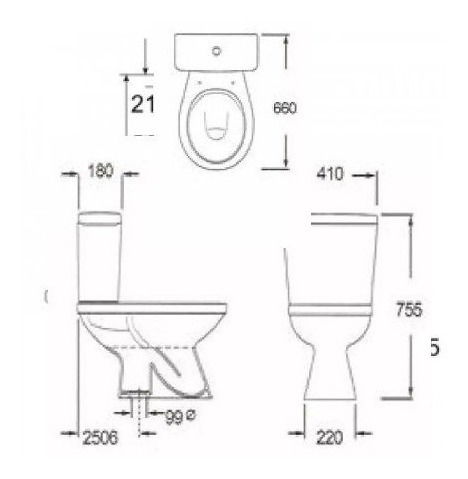 Imagen 6 de 9 de Combo Capea Italiana Inodoro Largo+deposito+bidet - Roca