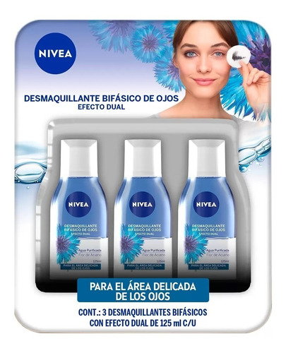 Nivea Desmaquillante Bifásico Rostro 3 Pzas De 125 Ml C/u