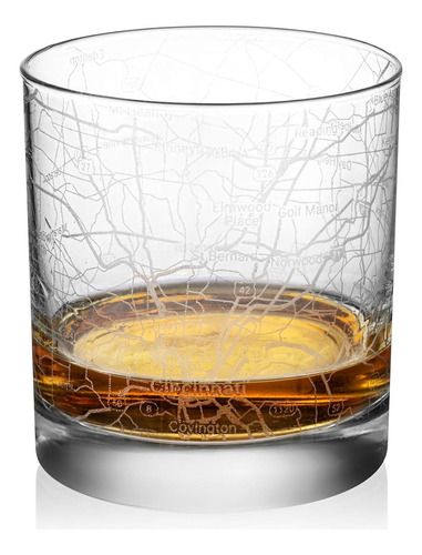 Rocks Whiskey Old Fashioned 11oz Glass Urban City Map Cincin