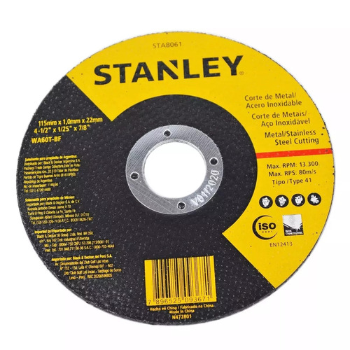 Kit 50 Disco Corte Aço Inox 4.1/2x1x7/8 Sta8061 Stanley