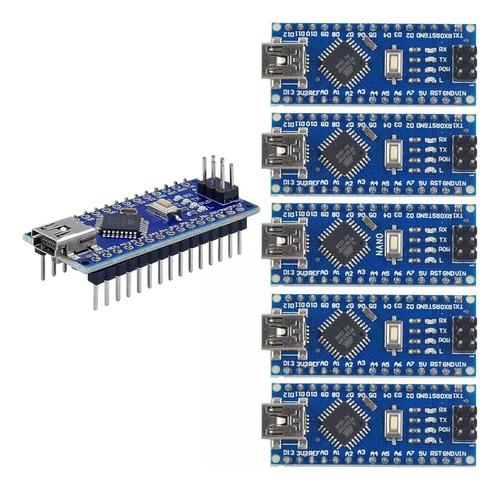 5 Piezas Arduino Nano V3.0 Pines Soldados, Atmega 328p