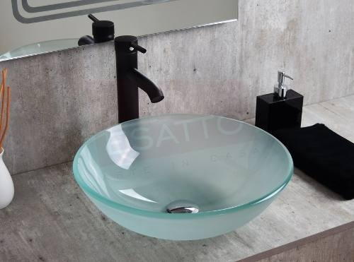 Lavabo de baño de sobreponer Esatto Econokit Drop Satín N cristal esmerilado 