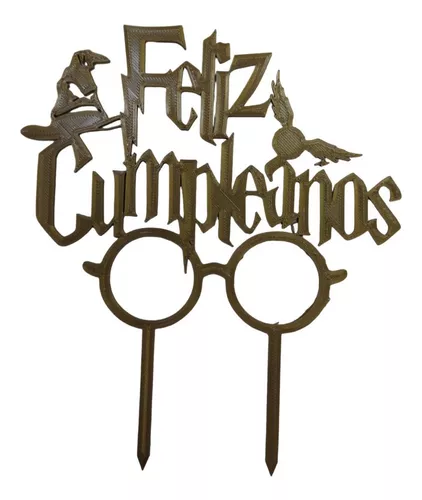 Topper Plastico Adorno Torta Harry Potter Feliz Cumpleaños