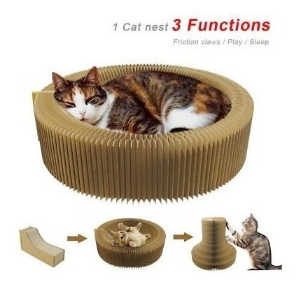 Imagen 4 de 5 de Gato Rayado Tablero Plegable Almohadilla Post Nido Gato Cama