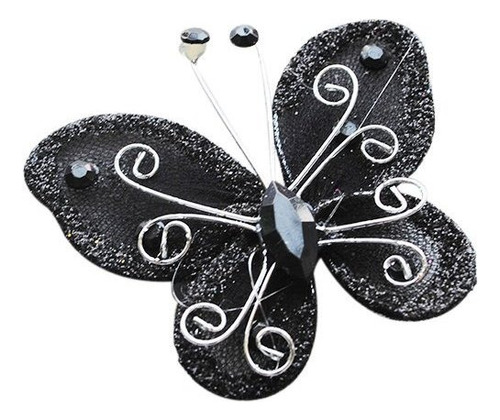 Chenkou Craft Negro Organza Alambre Mariposa Decoraciones D