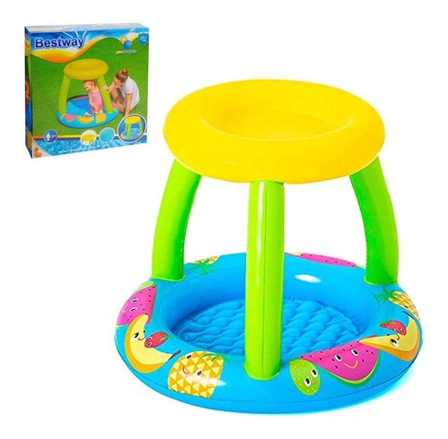 Pileta Pelotero Inflable Para Bebe Mono Selva Con Techo