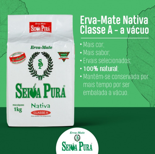 Kit 10 Erva Mate Seiva Pura Nativa Vácuo 1kg Chimarrão