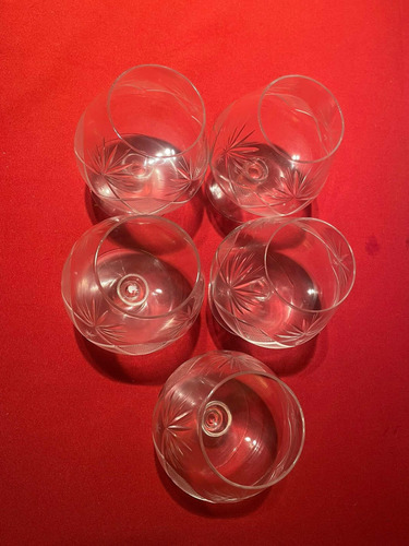 Copas De Cristal Talladas De Cognac X 5 Blanco