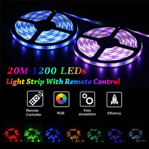 Loo Lámpara De Tira De Luz Led Rgb 20m Con Control Remoto Ir