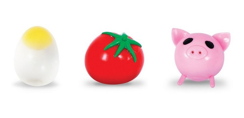 Kit Com 3 Splash Ball Ovo Tomate Porco Bola Grudenta - Full