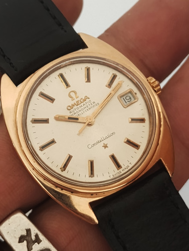 Relógio Omega Constellation Automático 168.017 Plaquê 1966 Marrom Dourado Dourado