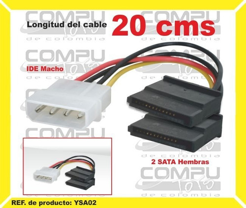 Cable Corriente 1 Ide M A 2 Sata H Ref: Ysa02 Computoys Sas