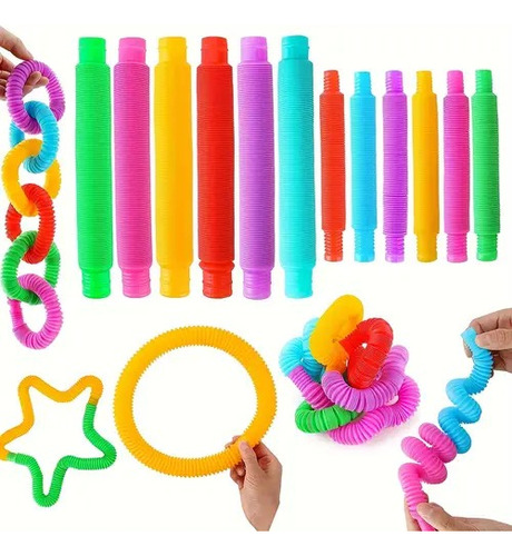 12 Pop It Tubes Antistres Juguete Tubo Piñata Bolo Fiesta