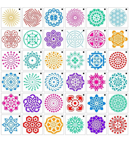   Pack Mandala Stencils Template Set Mandala Dot Painti...