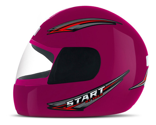 Capacete Esportivo Fechado De Moto Start Masculino Feminino Cor Rosa Tamanho do capacete 58
