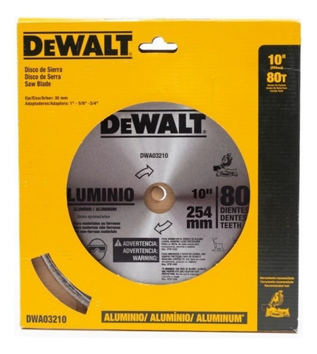 Disco De Sierra 10 80 Dientes Aluminio Dwa03210 Dewalt