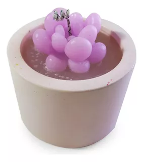 Vela De Suculenta Color Morado Con Aroma Vainilla