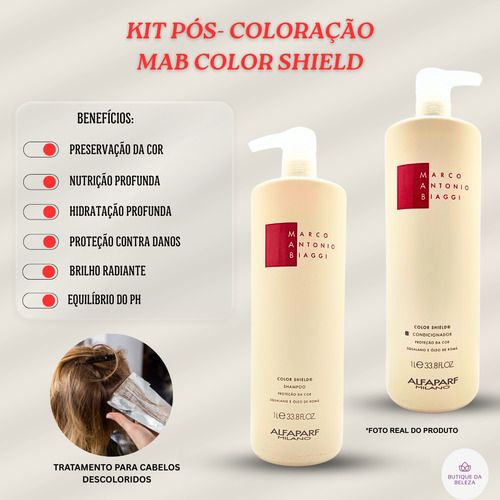 Shampoo Condicionador Mab Color Shield 1000ml Pós Coloração