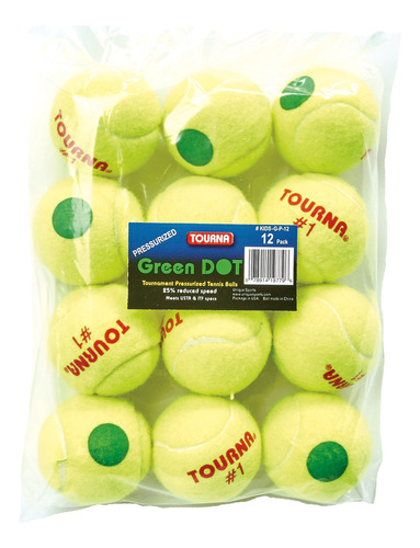 Tourna Green Dot - Pelotas De Tenis De Baja Compresión, Pa.