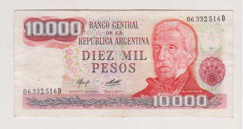 Billete Argentina 10.000 $ Bottero 2485 A Muy Bueno