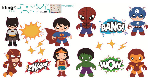Imagen 2 de 5 de Vinilos Decorativos Superheroes Spiderman Superman Hulk