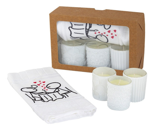 Kit Presente Dia Dos Namorados Toalha Personalizada E Velas