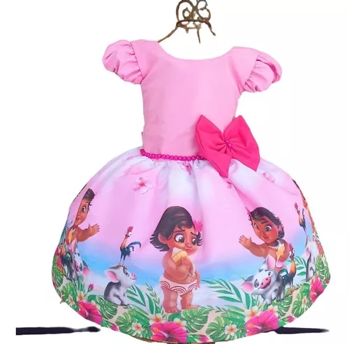 Vestido moana baby 1 2 4 6 anos infantil