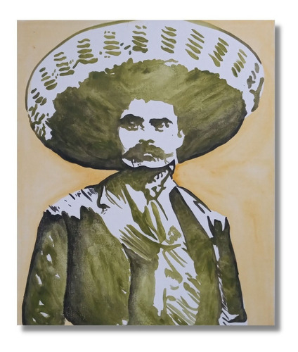 Cuadro Decorativo Emiliano Zapata En Acrílico Hecho A Mano