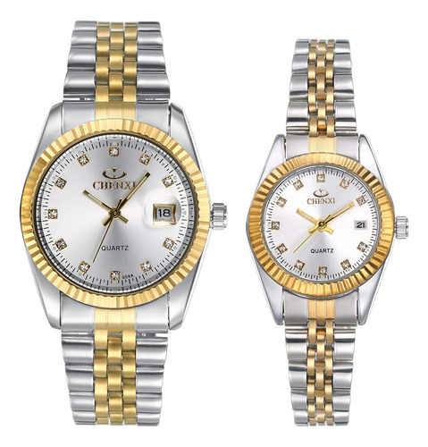 Jewelrywe Relojes De Lujo Para Parejas, Tono Dorado, Platea.