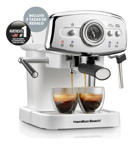 Máquina De Café Expreso Con Espumador Retro Blanco 15 Bares